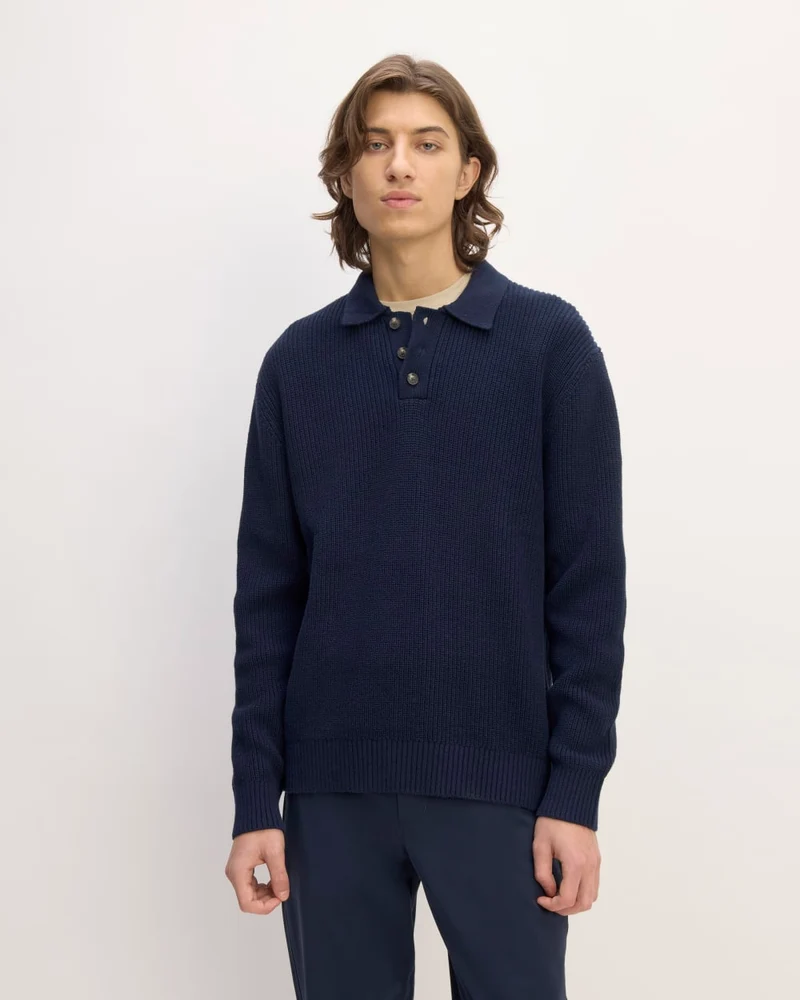 The Cotton Chunky Rib Polo | Navy