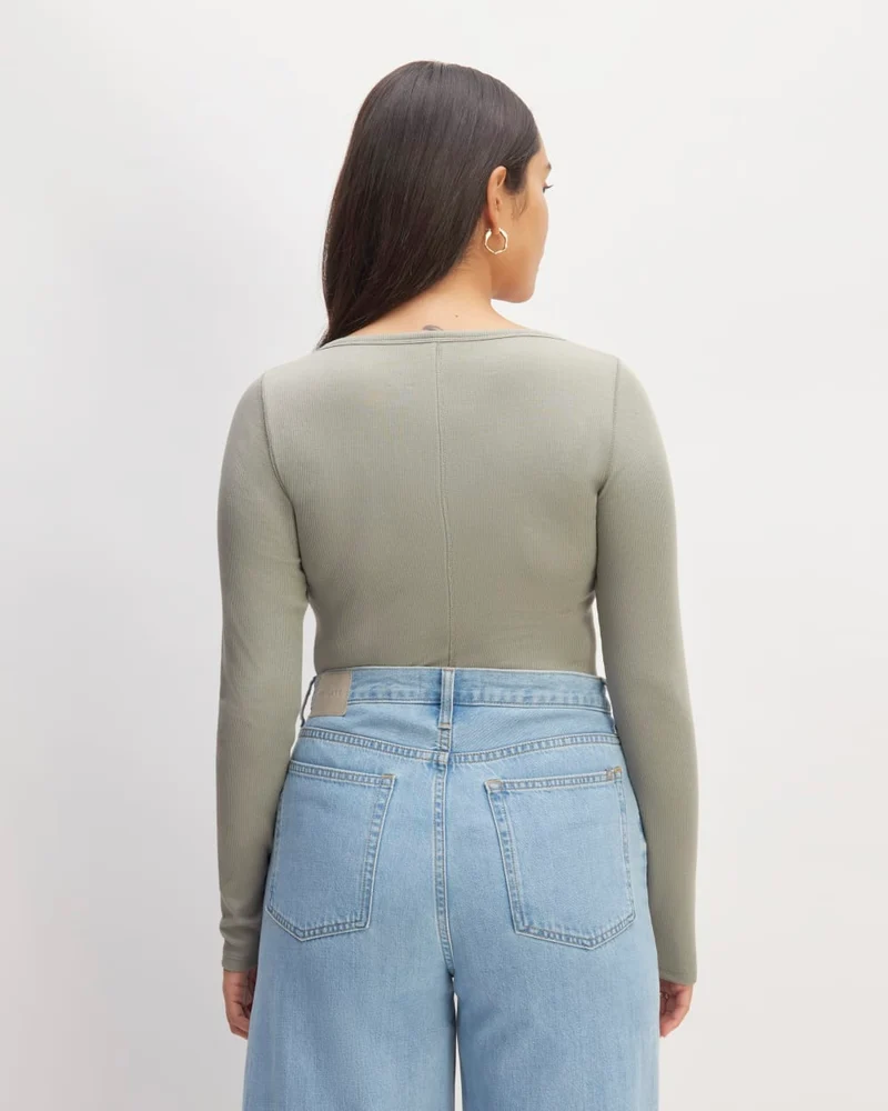 The Luxe Rib Long-Sleeve Scoop-Neck Tee | Sage Green