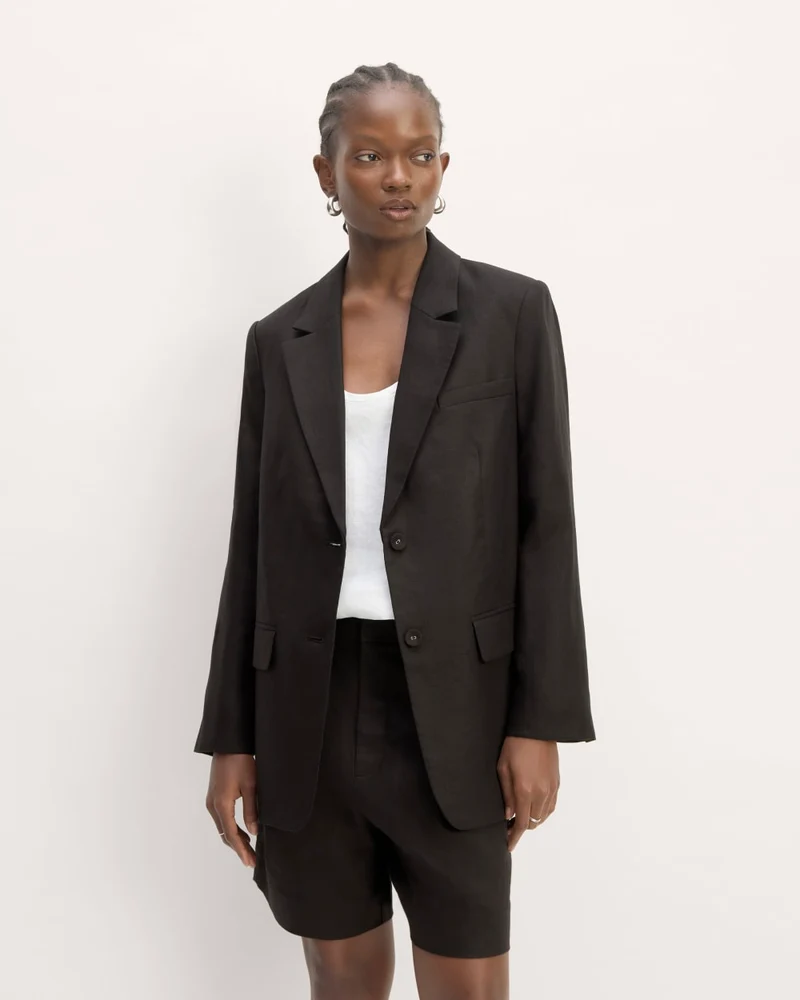 The Oversized Blazer in Linen | Black