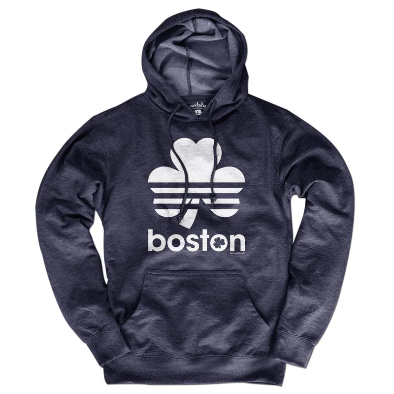 Boston Shamrock Retro Hoodie | M / Heather Blue