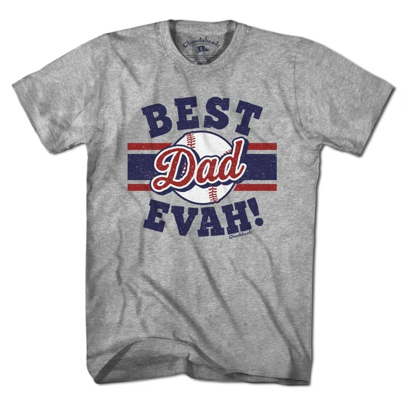 Best Dad Evah Baseball T-Shirt | Unisex / L / Gray