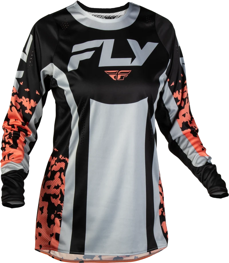 Fly Racing Women'S Lite Flake Jersey Black/Light Grey/Coral Md 380-620M