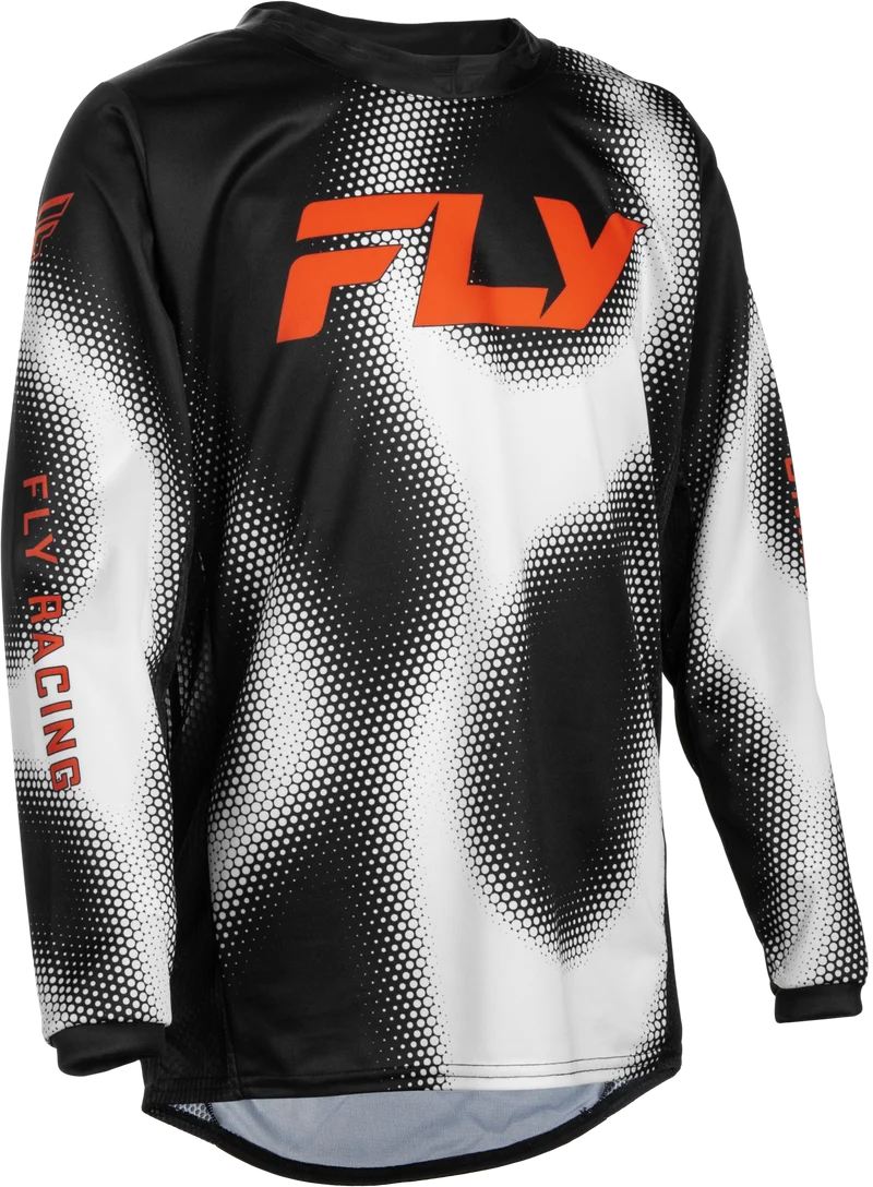 Fly Racing Youth Kinetic Torch Jersey Black/White/Orange Ys 380-525YS