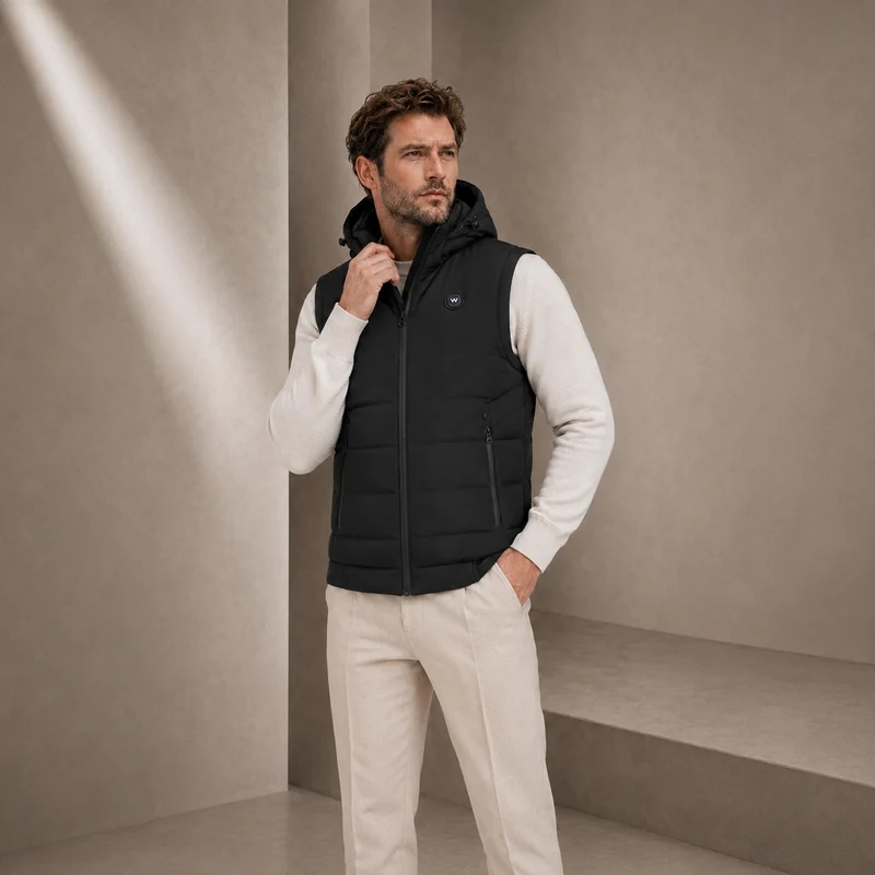 Infrarood Verwarmde Bodywarmer met Capuchon Heren