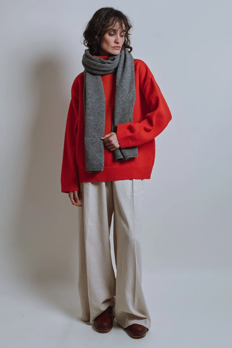 SOLANGE Long Scarf in Merino Wool - Ash Grey