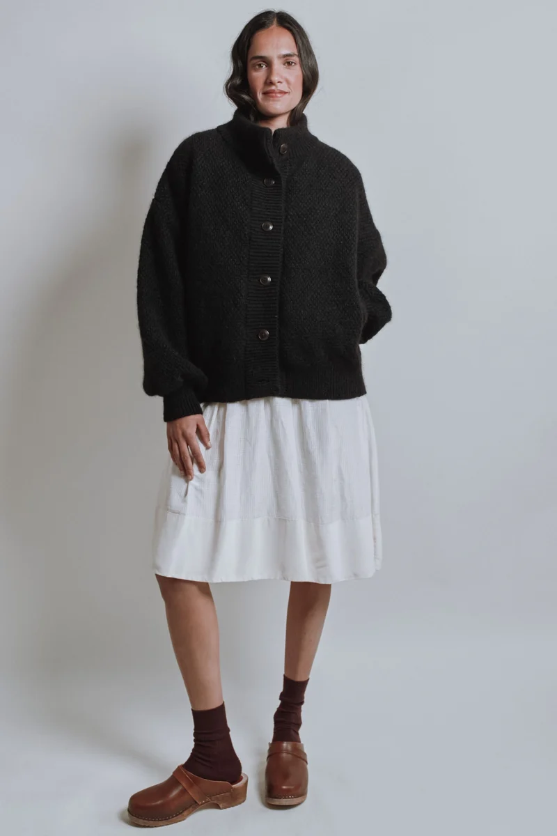 GEORGE High-Neck Jacket in Merino-Mohair Wool - Black