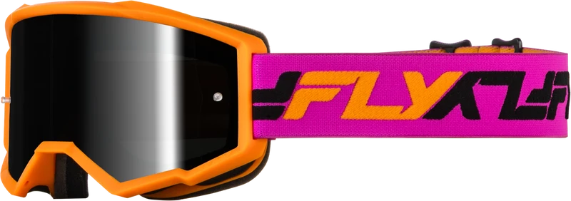 Fly Racing Zone Goggle Orange/Pink W/ Black Mirror/Smoke Lens 37-51542