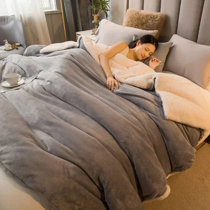 Wollen plaid voor winterse warmte - Dubbelzijdig dekbedovertrek voor queensize bed