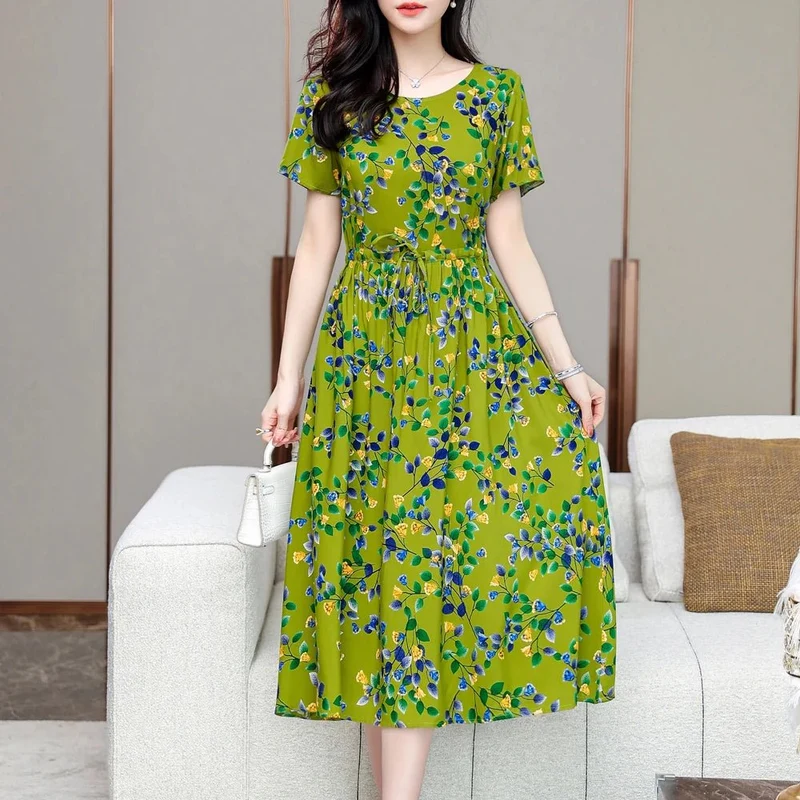 Zomerjurk voor dames met een maatje meer, korte mouwen, print, casual