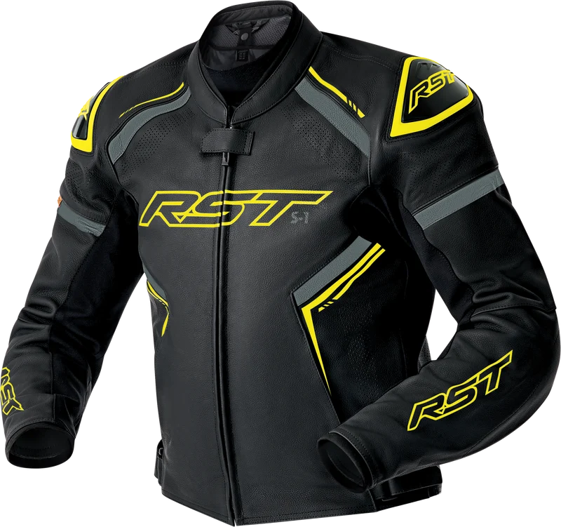 RST S1 D3o Leather Jacket Blk/Gry/Flo Yel 3x 556-3605250