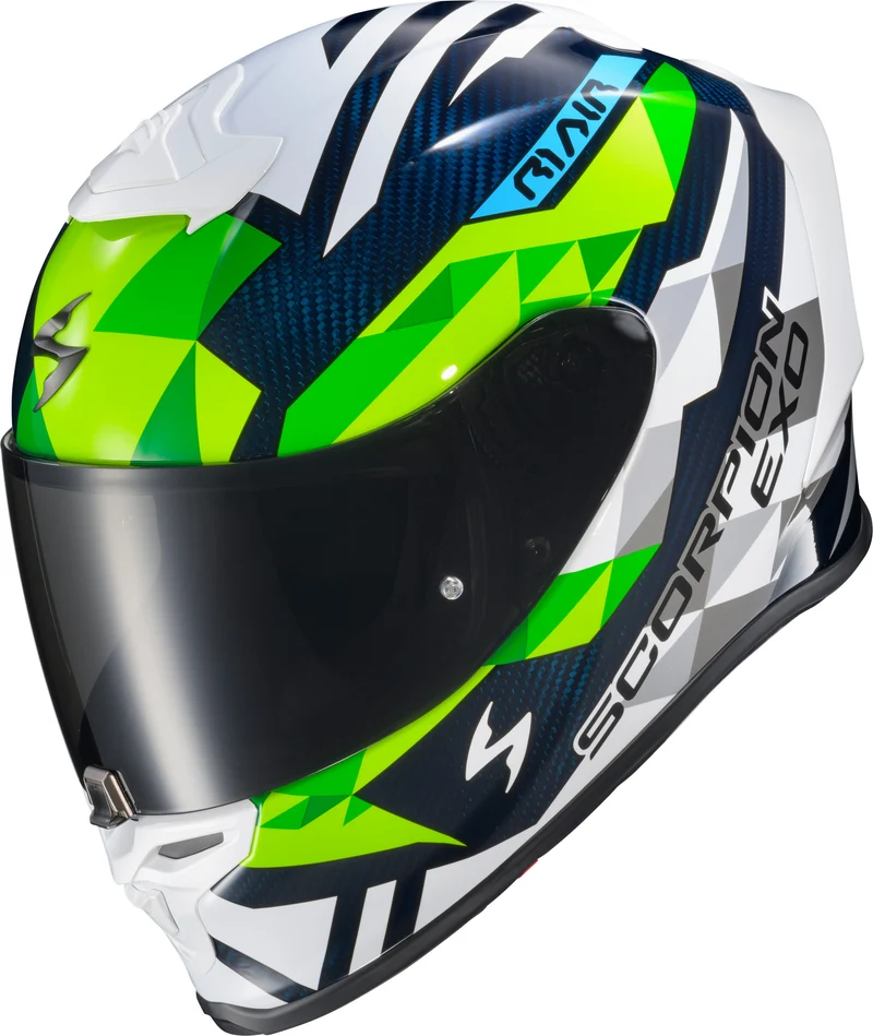 Exo-R1 Air Full Face Helmet Carbon Rastor Wht/Grn/Blue Xl