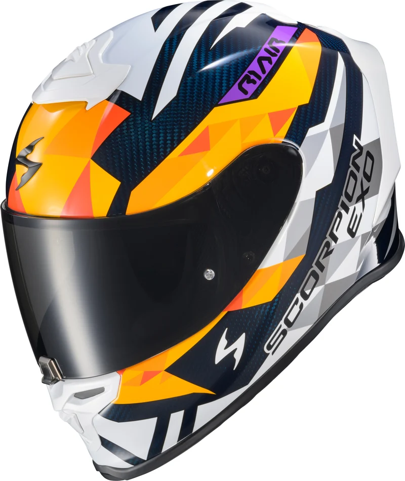 Exo-R1 Air Full Face Helmet Carbon Rastor Or/Wht/Blue Xl