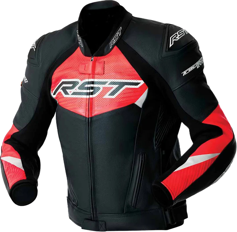 RST Tractech Evo D3o Jacket Blk/Flo Red Leather Md 556-3635242