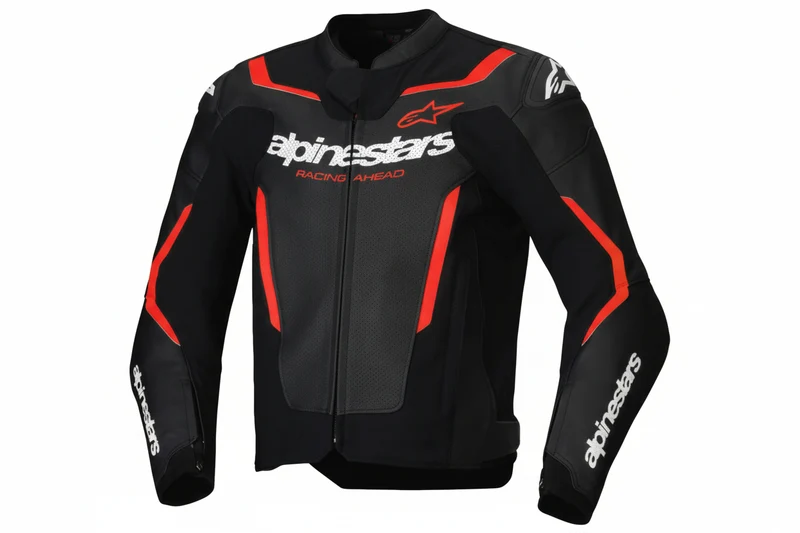 ALPINESTARS Jacket Lthr Gp Force Air Flo Blk/Rd Fl 48 3100326-1030-48