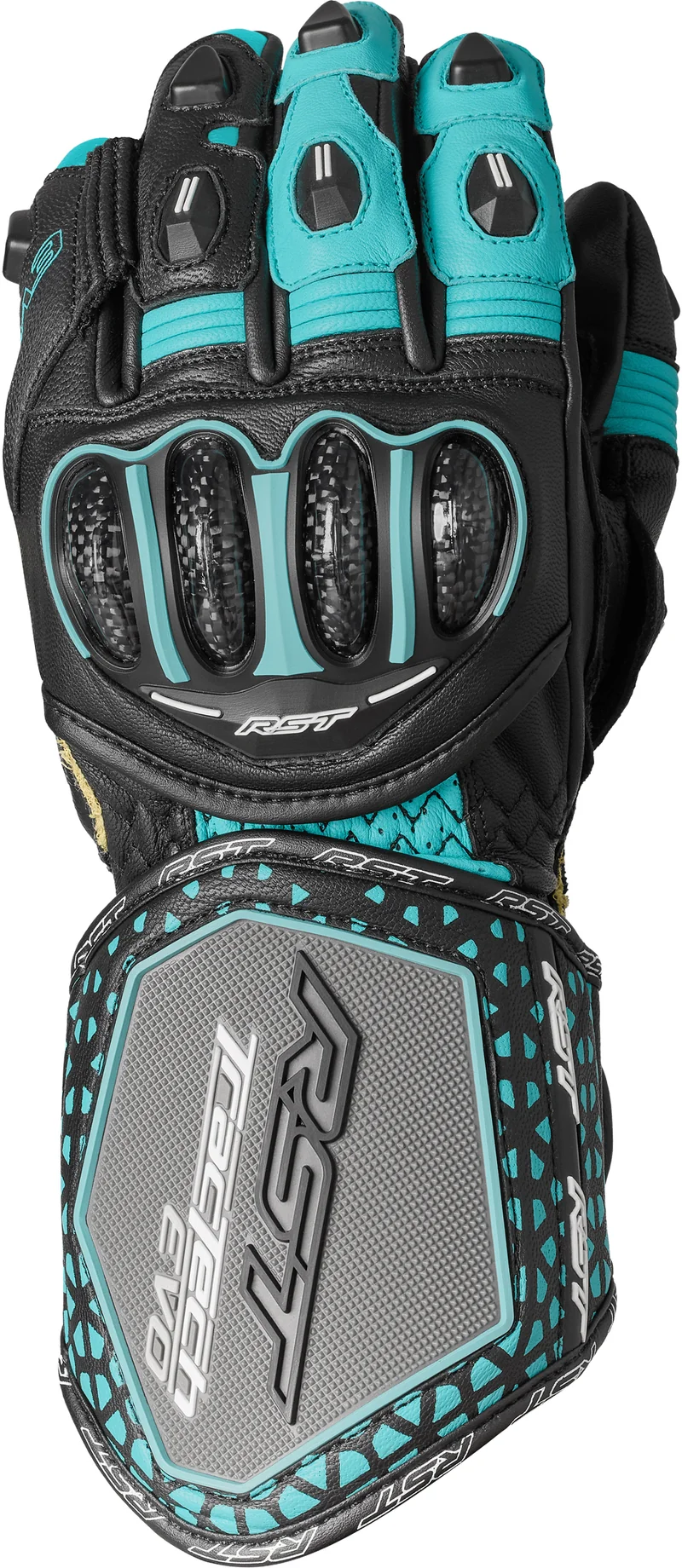 RST Womens Tractech Evo 4 Ce Glove Black/Aqua/Grey Leather Lg 556-3495108